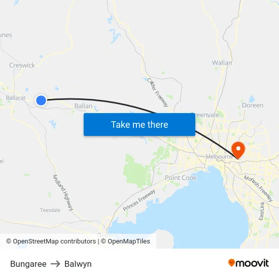 Bungaree to Balwyn map