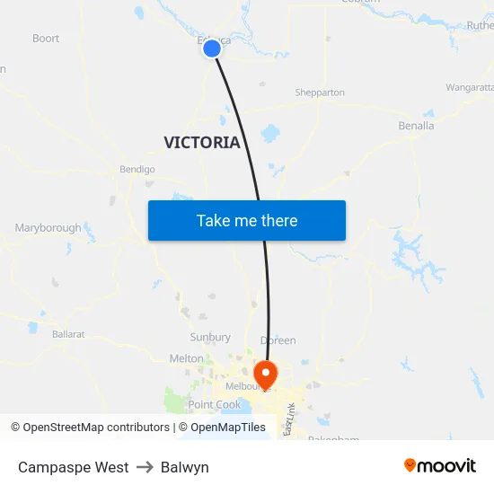 Campaspe West to Balwyn map