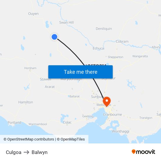 Culgoa to Balwyn map