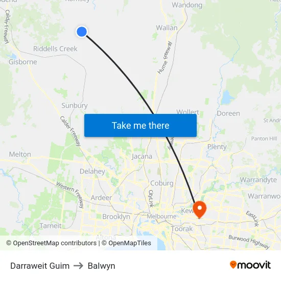 Darraweit Guim to Balwyn map