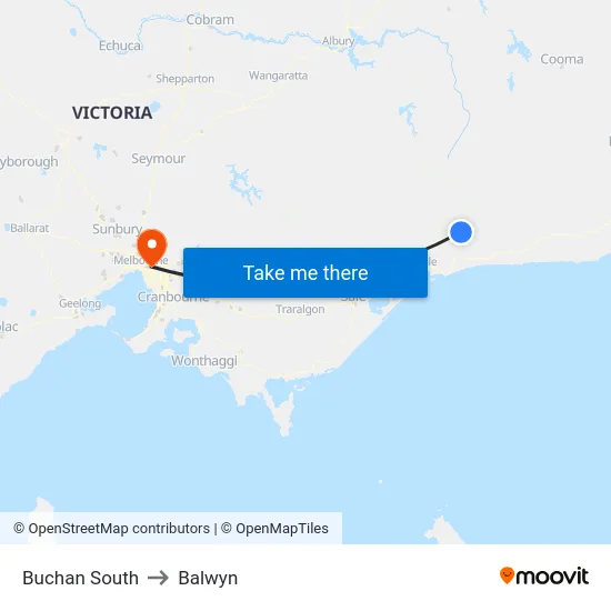 Buchan South to Balwyn map