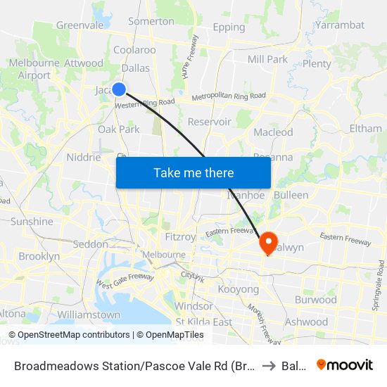 Broadmeadows Station/Pascoe Vale Rd (Broadmeadows) to Balwyn map