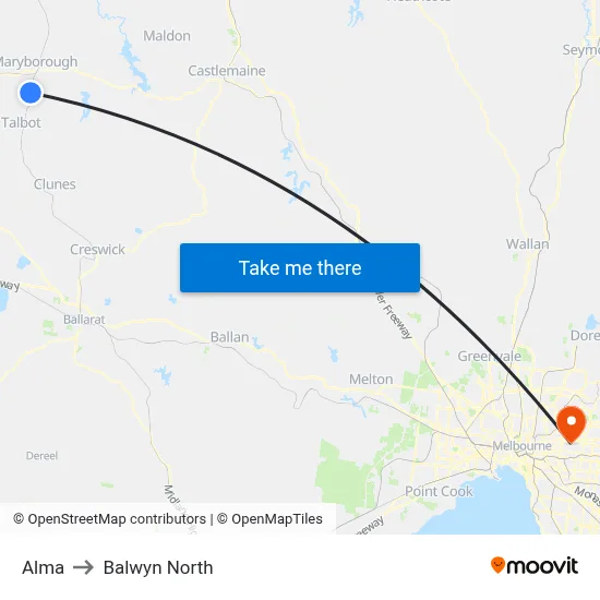Alma to Balwyn North map