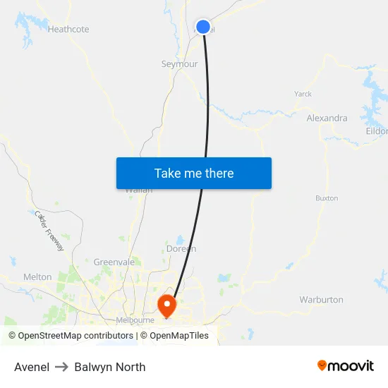 Avenel to Balwyn North map