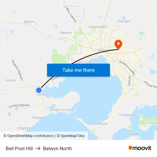Bell Post Hill to Balwyn North map
