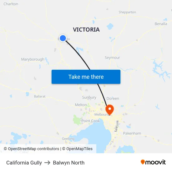 California Gully to Balwyn North map