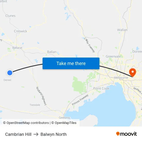 Cambrian Hill to Balwyn North map