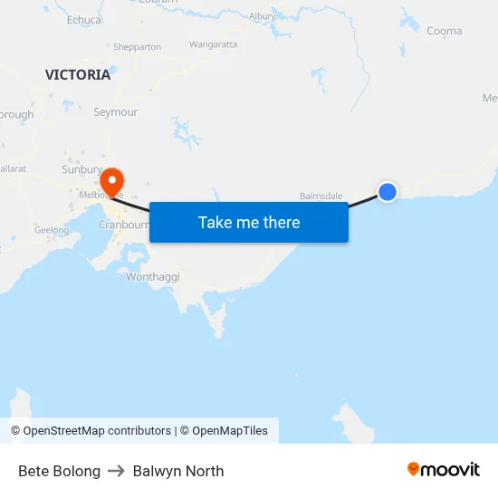 Bete Bolong to Balwyn North map