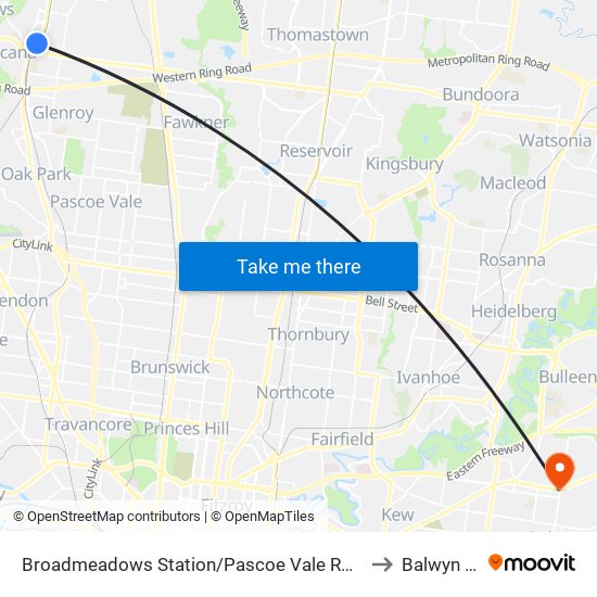 Broadmeadows Station/Pascoe Vale Rd (Broadmeadows) to Balwyn North map