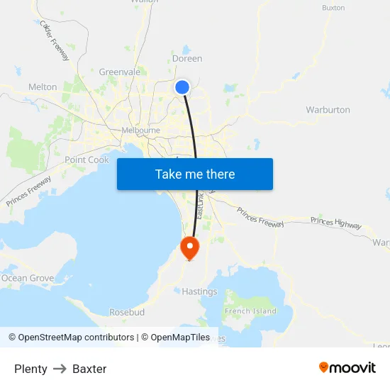 Plenty to Baxter map