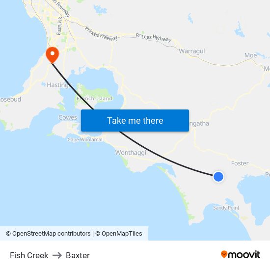 Fish Creek to Baxter map