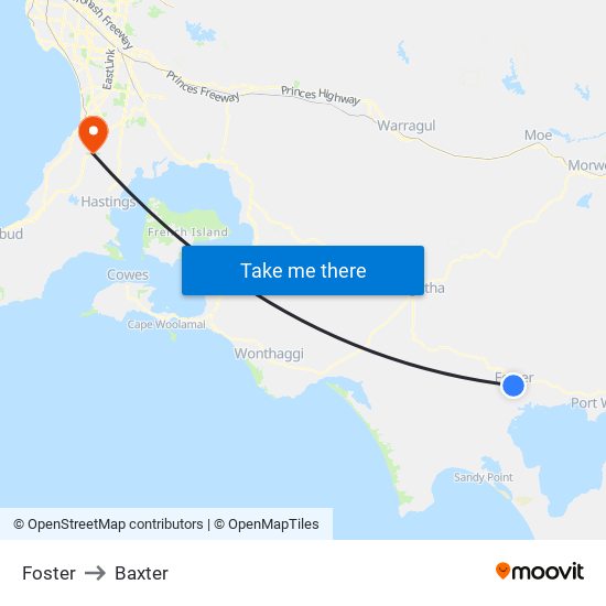 Foster to Baxter map
