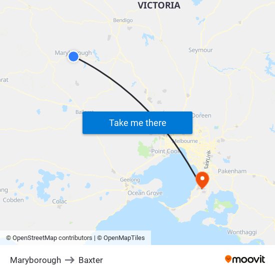 Maryborough to Baxter map