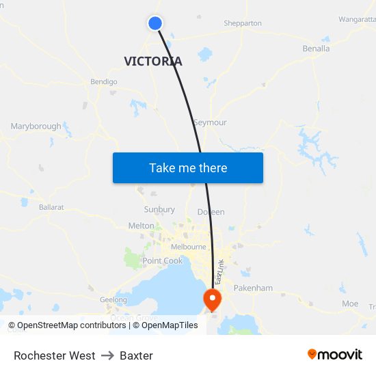 Rochester West to Baxter map