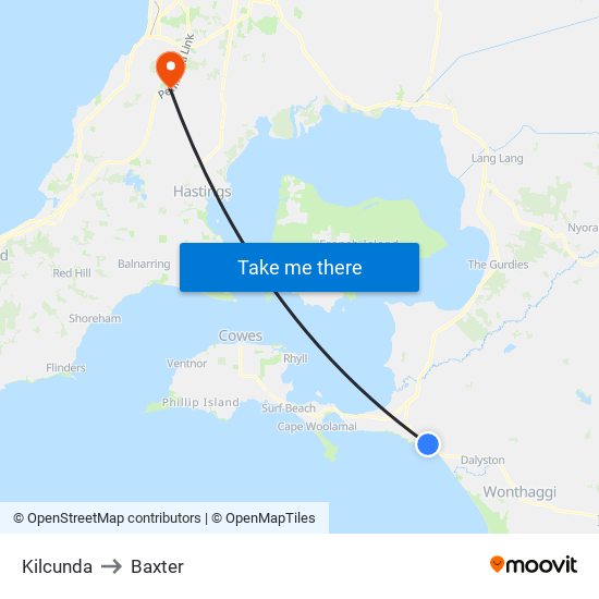 Kilcunda to Baxter map