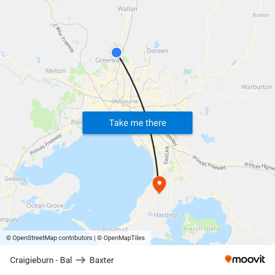 Craigieburn - Bal to Baxter map