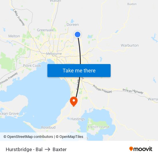 Hurstbridge - Bal to Baxter map