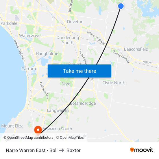 Narre Warren East - Bal to Baxter map