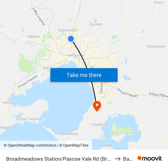 Broadmeadows Station/Pascoe Vale Rd (Broadmeadows) to Baxter map