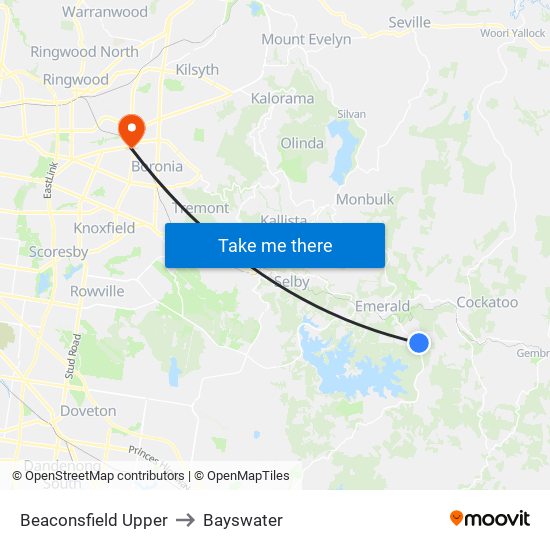 Beaconsfield Upper to Bayswater map