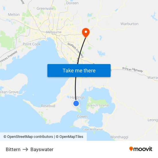 Bittern to Bayswater map