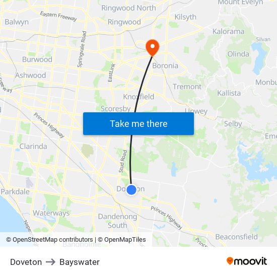 Doveton to Bayswater map