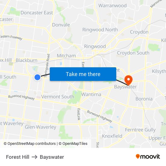 Forest Hill to Bayswater map