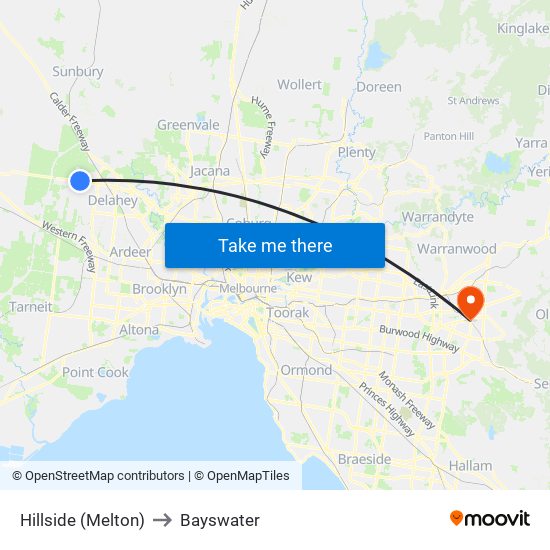 Hillside (Melton) to Bayswater map