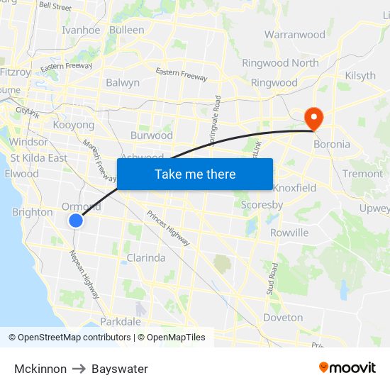 Mckinnon to Bayswater map