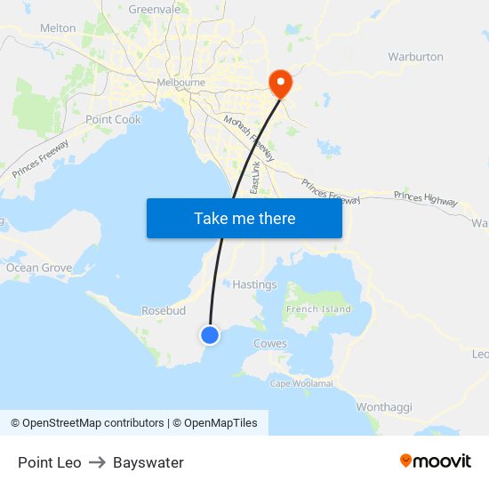 Point Leo to Bayswater map