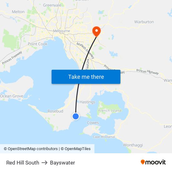 Red Hill South to Bayswater map