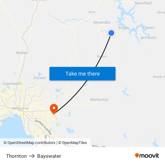 Thornton to Bayswater map