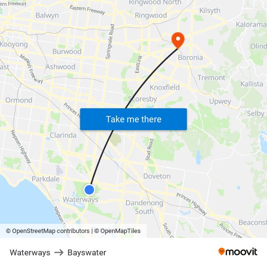 Waterways to Bayswater map