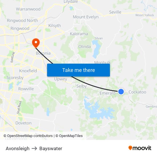 Avonsleigh to Bayswater map