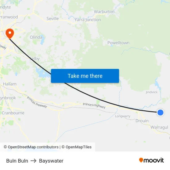 Buln Buln to Bayswater map