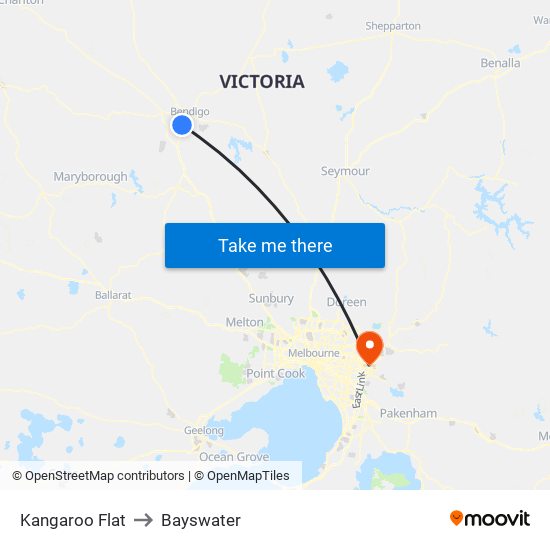 Kangaroo Flat to Bayswater map