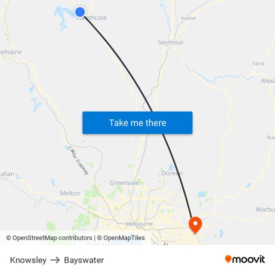 Knowsley to Bayswater map