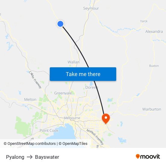 Pyalong to Bayswater map
