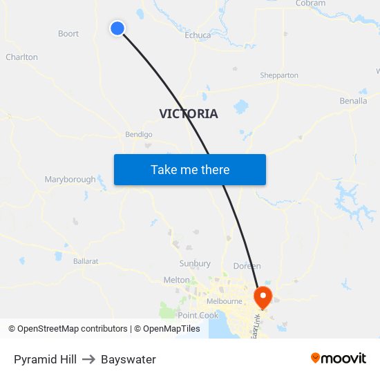 Pyramid Hill to Bayswater map