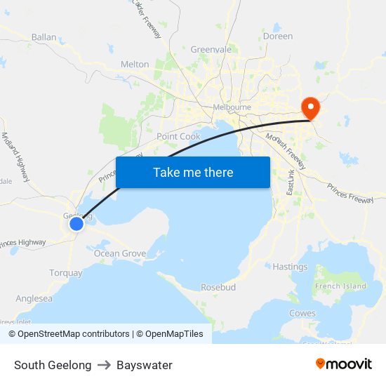 South Geelong to Bayswater map