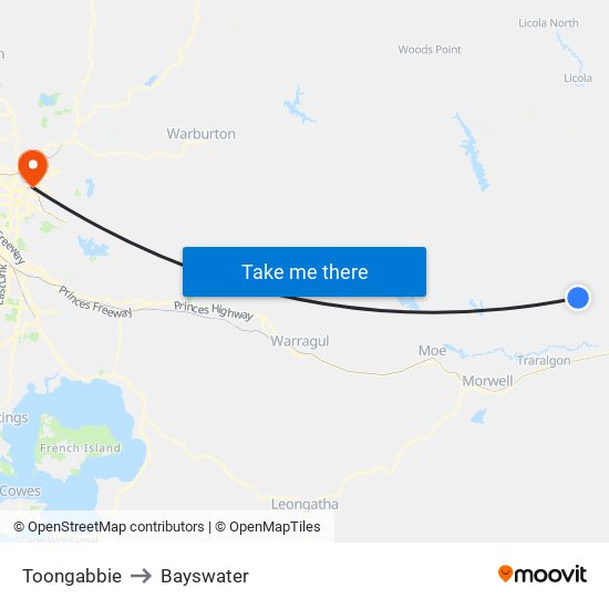 Toongabbie to Bayswater map