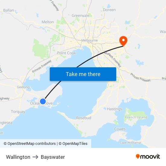 Wallington to Bayswater map