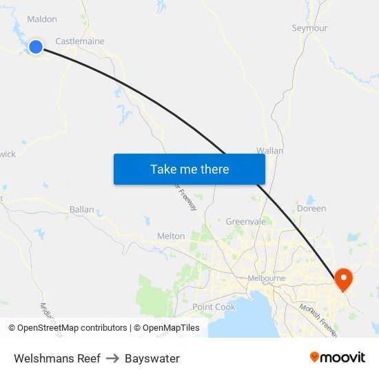 Welshmans Reef to Bayswater map