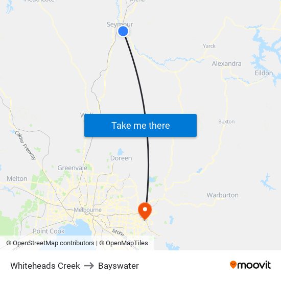 Whiteheads Creek to Bayswater map