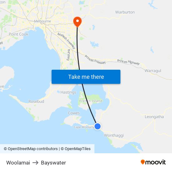 Woolamai to Bayswater map