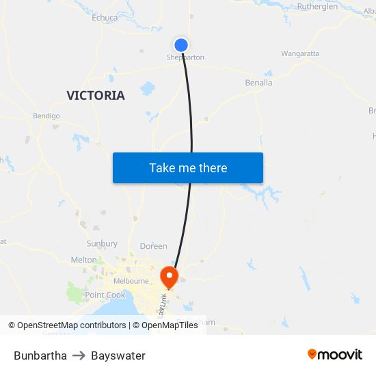 Bunbartha to Bayswater map