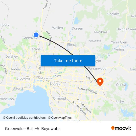 Greenvale - Bal to Bayswater map
