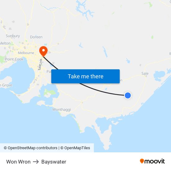 Won Wron to Bayswater map