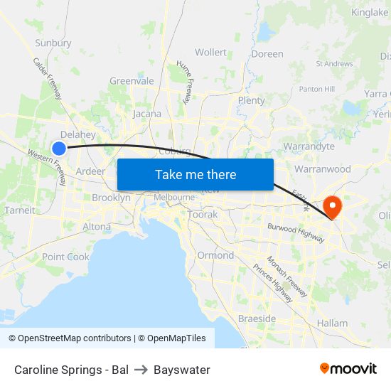 Caroline Springs - Bal to Bayswater map