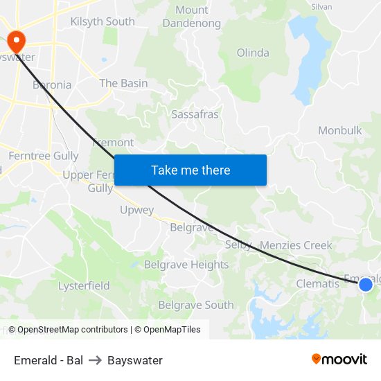 Emerald - Bal to Bayswater map